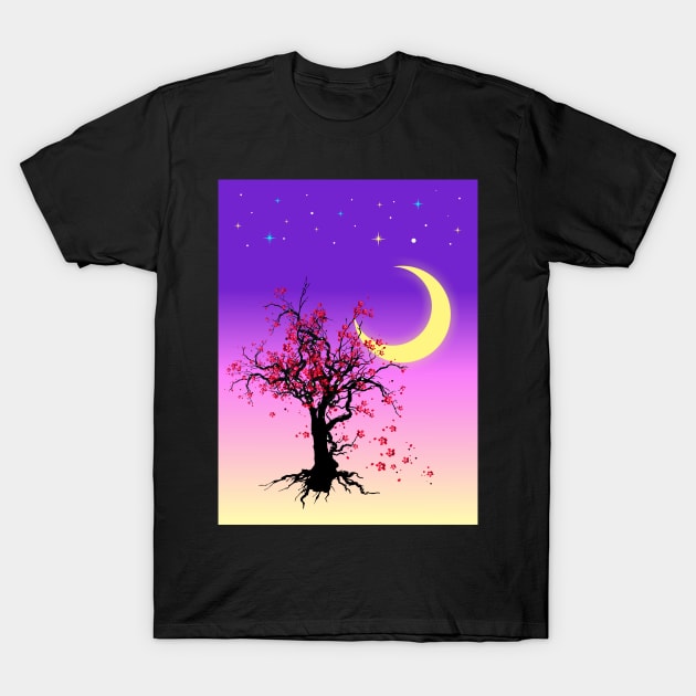 Romantic Night | Cherry Blossom | Sakura Tree T-Shirt by VISUALUV